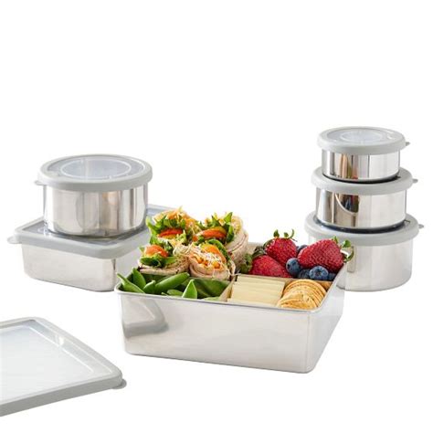 potterybarn stainless steel oval bento box lids|Spencer Stainless Steel Bento Food Storage Bundle, .